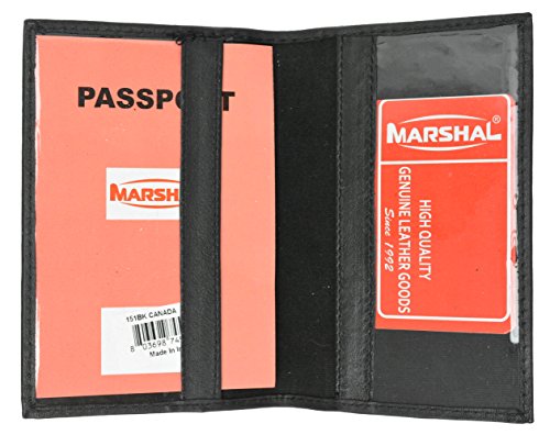 Canada Passport Wallet Genuine Leather Passport holder with Emblem (Black) - color: Black