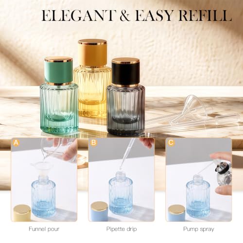 ptlsy Empty 30ml Glass Refillable Travel Perfume Spray Bottle Set, 12 Pack - size: 30ml*12pcs