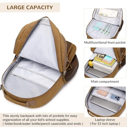 Lohol Water Resistant Backpack with Multifunctional Pockets for Teens, Durable Bookbag fits 15.6 inch Laptop for School Travel College, 25L, Light Green - color: Light Green