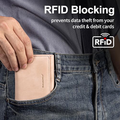 Wallet for Women Small Trifold Wallet RFID Blocking Wallets with ID Window - color: Pink