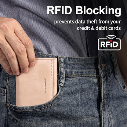 Wallet for Women Small Trifold Wallet RFID Blocking Wallets with ID Window - color: Pink
