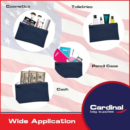 Cloth Zipper Pouch 2-Pack, Navy, 11 x 6 inches - color: Navy Blue