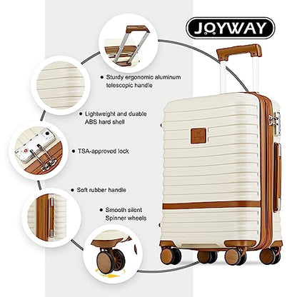 Joyway Luggage Set 3 Piece Suitcase Sets with Spinner Wheel,Hardside Expandable Travel Laggage with TSA Lock (13/20/24/28 White brown - color: White brown, size: 6 piece set (13/20/24/28inch)