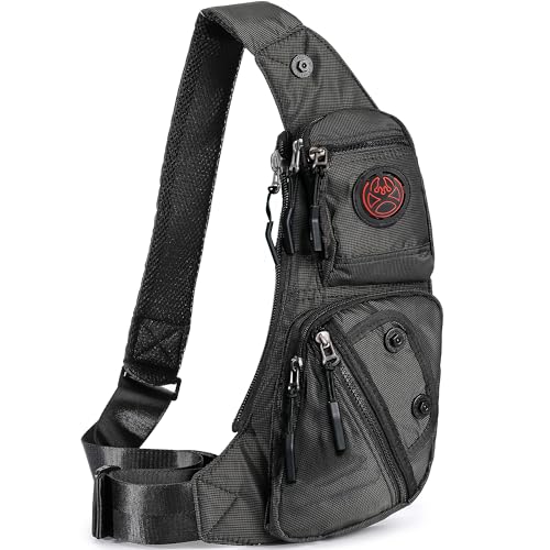 NICGID Sling Bag Chest Shoulder Backpack Crossbody Daypack for Men Women - color: Black-2620n