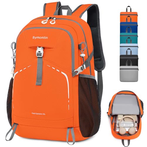Lightweight Foldable 35L Everyday Backpack, Packable Daypack (Orange) - color: 35l-orange