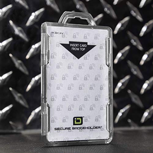 ID Stronghold - Pack of 5 - RFID Blocking Secure Badge Holder - Duolite 2 Card ID Holder - Poly Carbonate - Heavy Duty Plastic ID Badge Holder - USA Molded and Assembled - FIPS 201 Approved - color: Clear, size: 5 - Pack