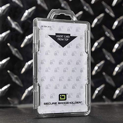 ID Stronghold - Pack of 5 - RFID Blocking Secure Badge Holder - Duolite 2 Card ID Holder - Poly Carbonate - Heavy Duty Plastic ID Badge Holder - USA Molded and Assembled - FIPS 201 Approved - color: Clear, size: 5 - Pack