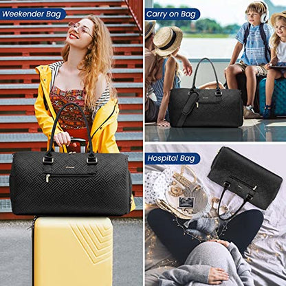 LOVEVOOK Travel Duffle Bag & Weekender with Toiletry & Shoe Compartment - color: Black-b, size: Large