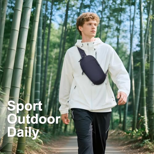 Small Sling Bag with RFID Blocking Mini Fanny Pack, Dark Blue - color: Dark Blue