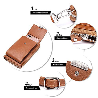 KUKOO Small Crossbody Bag Cell Phone Purse Wallet with Credit Card Slots for Women - color: A- Coffee Zipper Upgraded Version