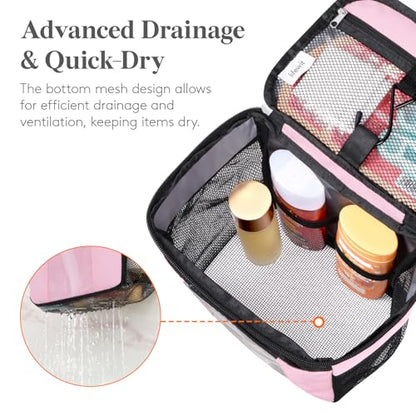 Lifewit Mesh Shower Caddy, Hanging Bathroom Organizer with PVC Phone Bag - color: Pink, size: M(8.3"L x 6"W x 10"H)