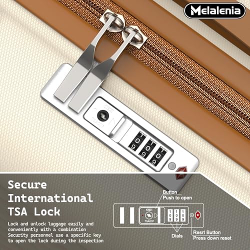 Melalenia Luggage Sets 7 Piece Hard Shell Carry on Suitcase with Spinner Wheels and TSA Lock, Lightweight Travel Duffel Bag for Women, Beige Brown - color: Beige Brown, size: 7 Piece Set(DB/TB)