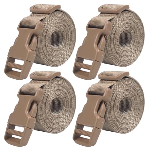 XTACER 1 Inch Molle Backpack Accessory Strap Luggage Straps Cover Strap Sleeping Bag Strap with Buckle (TAN, 40) - color: TAN, size: 40 Inches