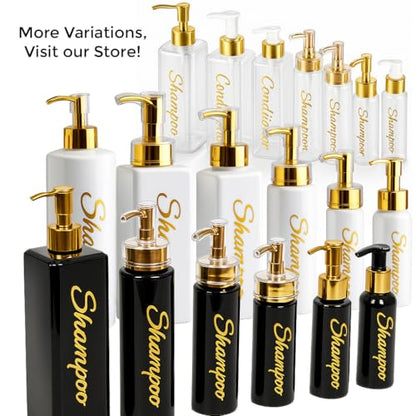Shampoo and Conditioner Dispenser - Essentials Toiletry Bottles - Shower Refillable Shampoo and Body Wash Soap Pump Bottle – 3X 3oz TSA-Approved Travel Size Containers - Black Gold - Round - color: Black Gold 1 - Black Round, size: Small