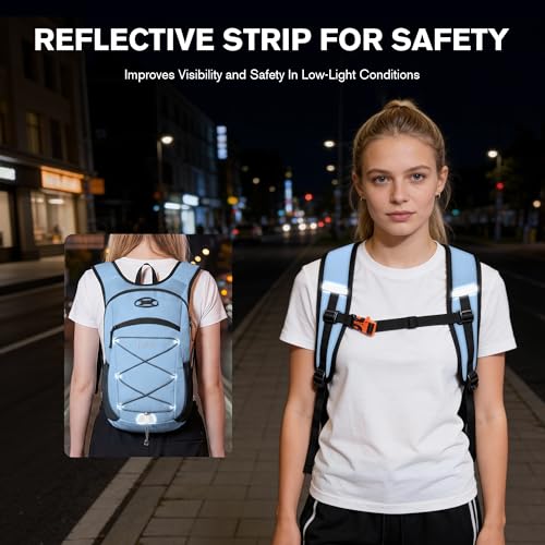 Ultra-Light Soft Hiking Daypack With Cushioned Breathable Back Panel | Sports Backpack, 15L, Sky Blue - color: Sky Blue, size: 15L