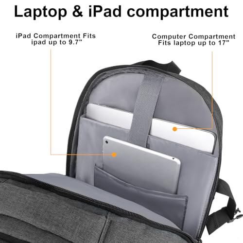 MOZETO 17 Inch Laptop Backpack, Large Tactical Inspired Travel Bag - color: Dark Gray
