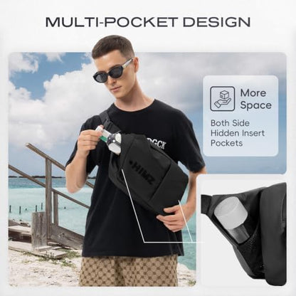 Sling Bag Men Crossbody Fanny Pack Multi-pocket, Black - color: Advanced Black