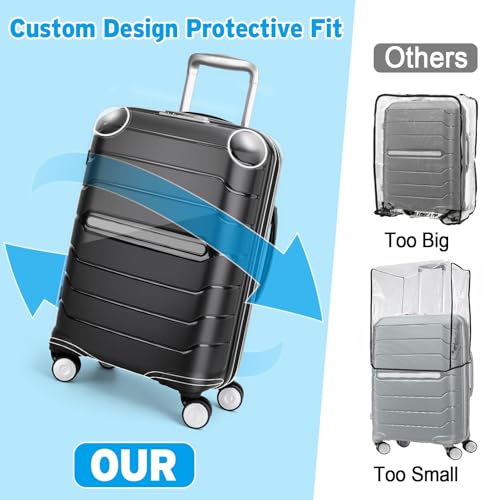 Yotako Zippered Clear PVC Suitcase Cover Protectors 25 Inch | Luggage Cover With Rounded Corner Thickening Design, Fit for 25 Inch Samsonite Non-Expandable Suitcase, Gift - size: 25inch