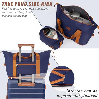 Cosbarn Luggage Sets 5 Piece, Hardshell Suitcases with Wheels, TSA Lock - color: DarkBlue