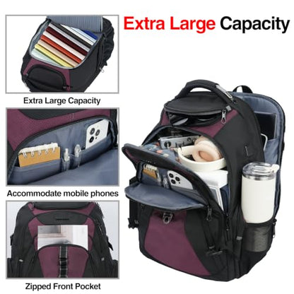 KROSER Laptop Backpack 17.3 Inch Computer Backpack for Men-Black Burgundy - color: Black/Burgundy, size: 17.3 inch