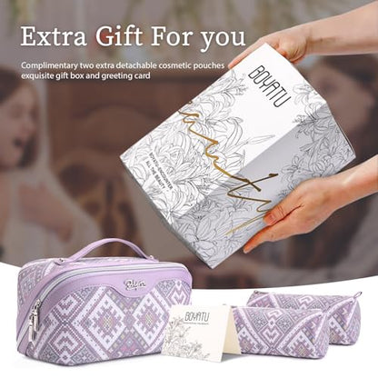 BOYATU Travel Makeup Bag Organizer: Boho Large Capacity Cosmetic Bag Sets - color: 16-Amethyst