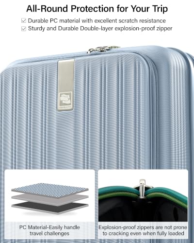 Hanke Top Opening 20" Carry On Luggage Expandable Hard Shell Grey | Fits Most Overhead Bins, 15.6" Laptop Compartment, Lightweight, 360° Spinner Wheels, TSA Lock, Cup Holder & Hook, USB Port - color: Grey, size: 20 Inch EXT