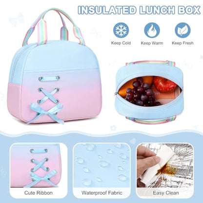 Scothen Backpacks for Girls, Girl Backpack with Crossbody Bag & Lunch Box - color: Blue Purple