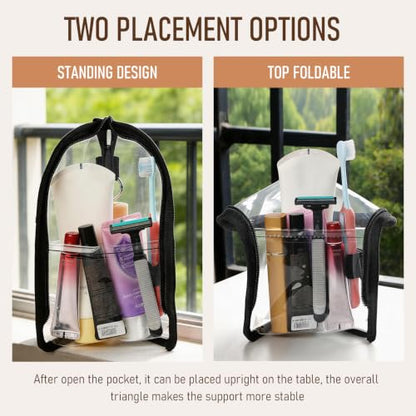 Valleycomfy 2Pcs Clear Standing Toiletry Bags Lightweight, Black & Gray - color: Black & Gray