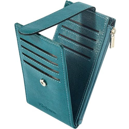 Chelmon Women's RFID Slim Card Holder Wallet - color: Peacock Blue