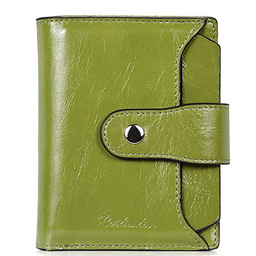 BOSTANTEN Leather Womens Wallet Small RFID Blocking Credit Card Holder - color: 1-green