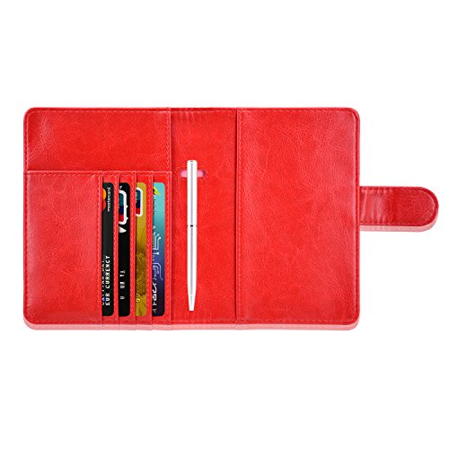 Passport Holder Cover, ACdream Protective Premium Leather RFID Blocking Wallet Travel Case for Passport/Credit Card/Air Ticket, - color: Red