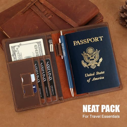 STAR VISTA Phoenix Leather Passport Holder, Full Grain Leather Travel Wallet- Slim, Bifold, RFID Blocking, ID Window, Coin Pocket, Card Slots, SIM Slots - color: Brown B
