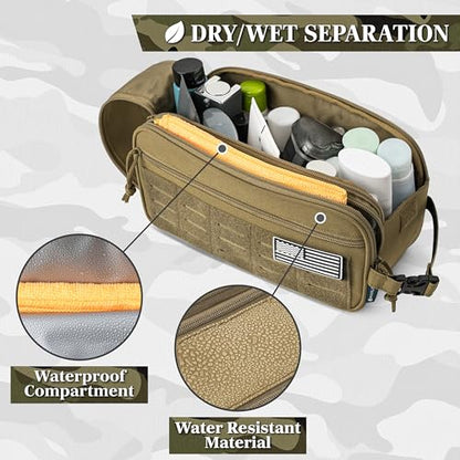 PAVILIA Tactical Toiletry Bag Men, Water Resistant Molle Military, Tan XL - color: Tan, size: Extra Large
