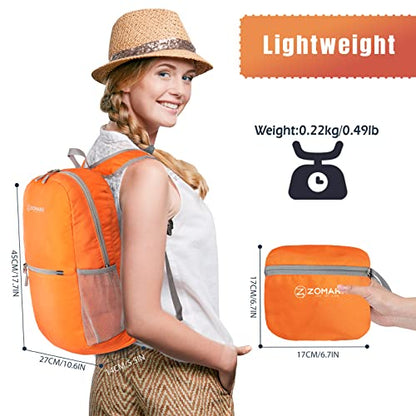 ZOMAKE Lightweight Packable Backpack, Foldable Small Travel Day Pack - color: C-orange