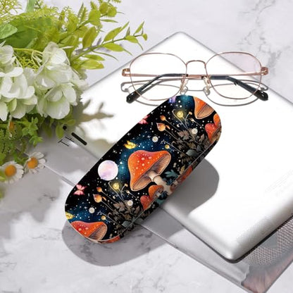 Glasses Case Hard Shell,Portable Protective Eyeglasses Case, Eyeglass Holder Box with Cleaning Cloth,for Women Men - color: Mushroom 1