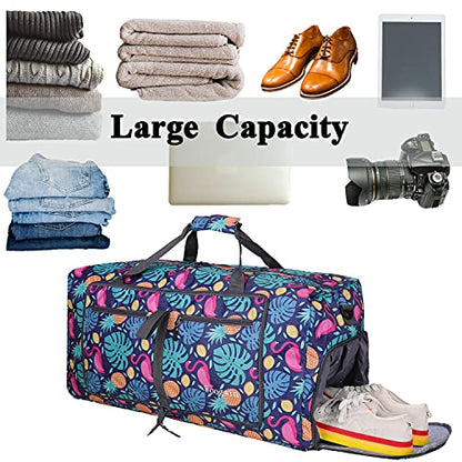 Woogwin Travel Duffel Bag Large Foldable Waterproof Overnight Bag for Beach Swim Bags Pool Sports Gym - color: 60L Pineapple