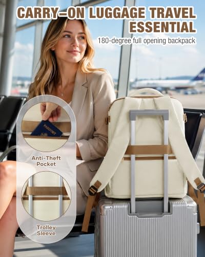 suradar Travel Backpack for Women Men Laptop Backpacks Carry On - color: A3-beige Brown