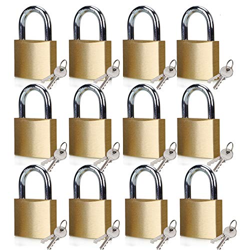 ABRAFOX Lock Solid Brass Keyed Different Padlock-12pack(24 Keys) - color: 12-pack