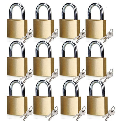 ABRAFOX Lock Solid Brass Keyed Different Padlock-12pack(24 Keys) - color: 12-pack