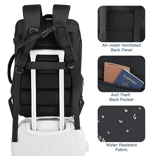 Carry On Backpack TSA Flight Approved, 50L Big Travel Backpack for Men - color: Black, size: 2X-Large(20"x14"x10")