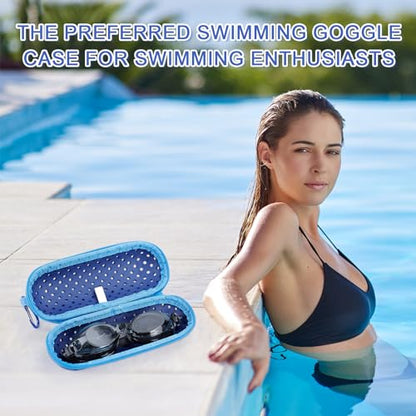 Swim Goggle Case, Protective Cases with Clip - color: Dark Blue