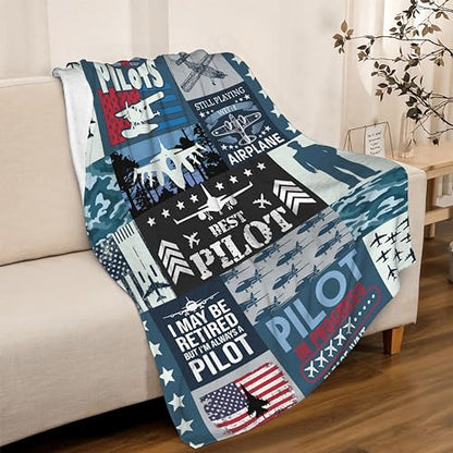 Pilot Throw Blanket Aviation Gifts for Men Adults Teen Boys - color: Pilot, size: 40” x 50“
