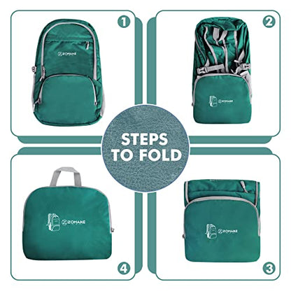 ZOMAKE Lightweight Packable Backpack 30L, Foldable Travel Hiking Daypack - color: Dark Green