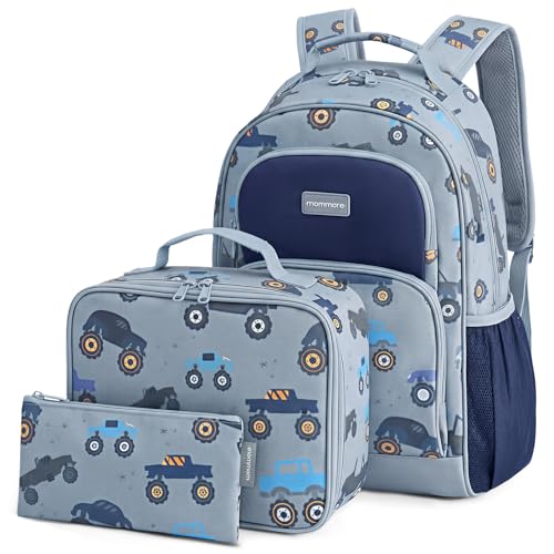 mommore Kids Backpack Set Kindergarten School Bookbag for Boys Girls 4-8 - color: Truck