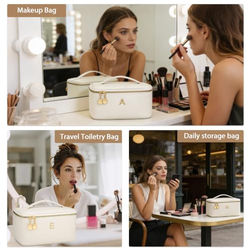Personalized Makeup Bag Gifts for Women Travel Cosmetic Case - color: Beige01, style: G