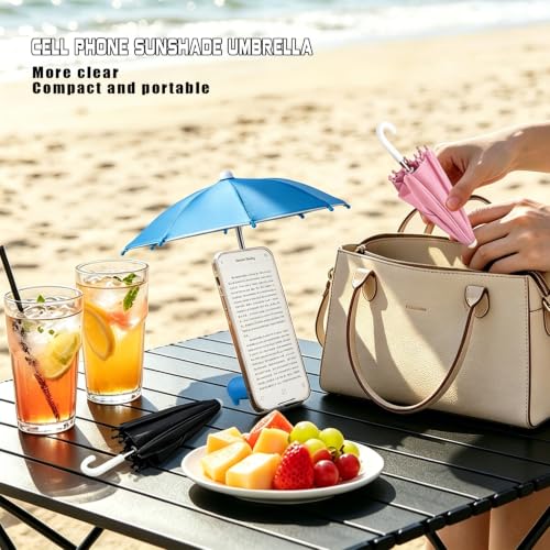 2Pcs Pink Phone Umbrella for Sun Shade with Piggy Suction Cup and Clip - color: Pink