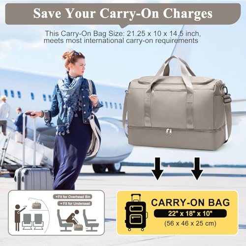 Extra Large Travel Duffle Bag, Carry-On Weekender Bags for Women Travel - color: Camel, size: Extra Large