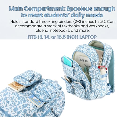 PiPiCat Backpack for Girls 4 in 1 Back to School Bookbag - color: K2 Soft Blue