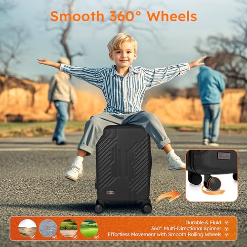ALPHA CAMP Carry On Luggage 22x14x10 Airline Approved Hardshell - color: Black