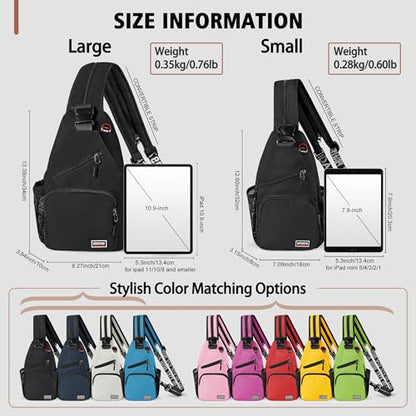 Geestock Convertible Sling Bag Crossbody Backpack for Women Men, Black - color: Black, size: Large